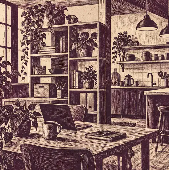 Illustration of workspace businesses equipment and workspace