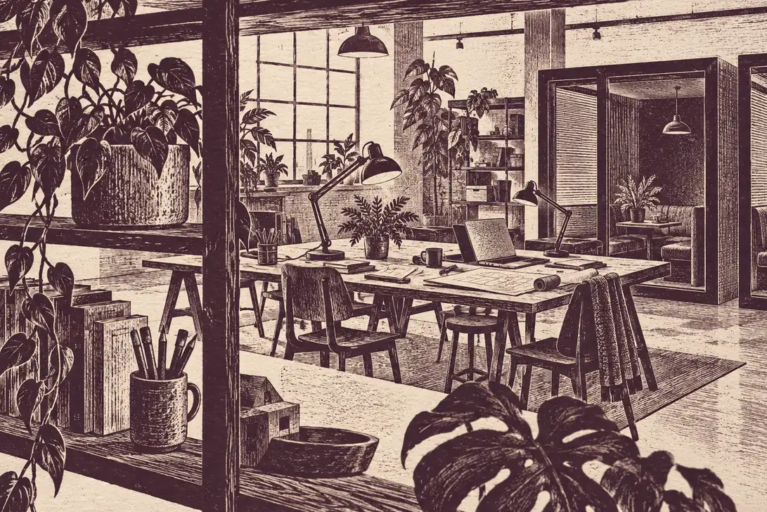 Illustration of workspace businesses and their working space