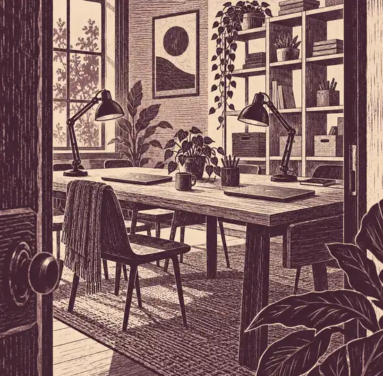 Illustration of workspace businesses equipment and workspace